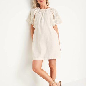 Flutter-Sleeve Tie-Back Mini Swing Dress
